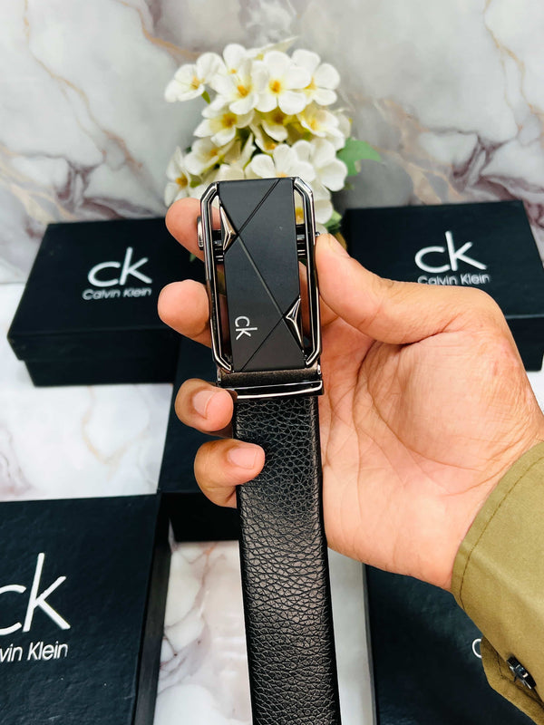 CK CALVIN KLEIN IMP PREMIUM QUALITY GRIP/AUTOLOCK BELTS WITH OG BOX TWO TONE BUCKLE CK-104