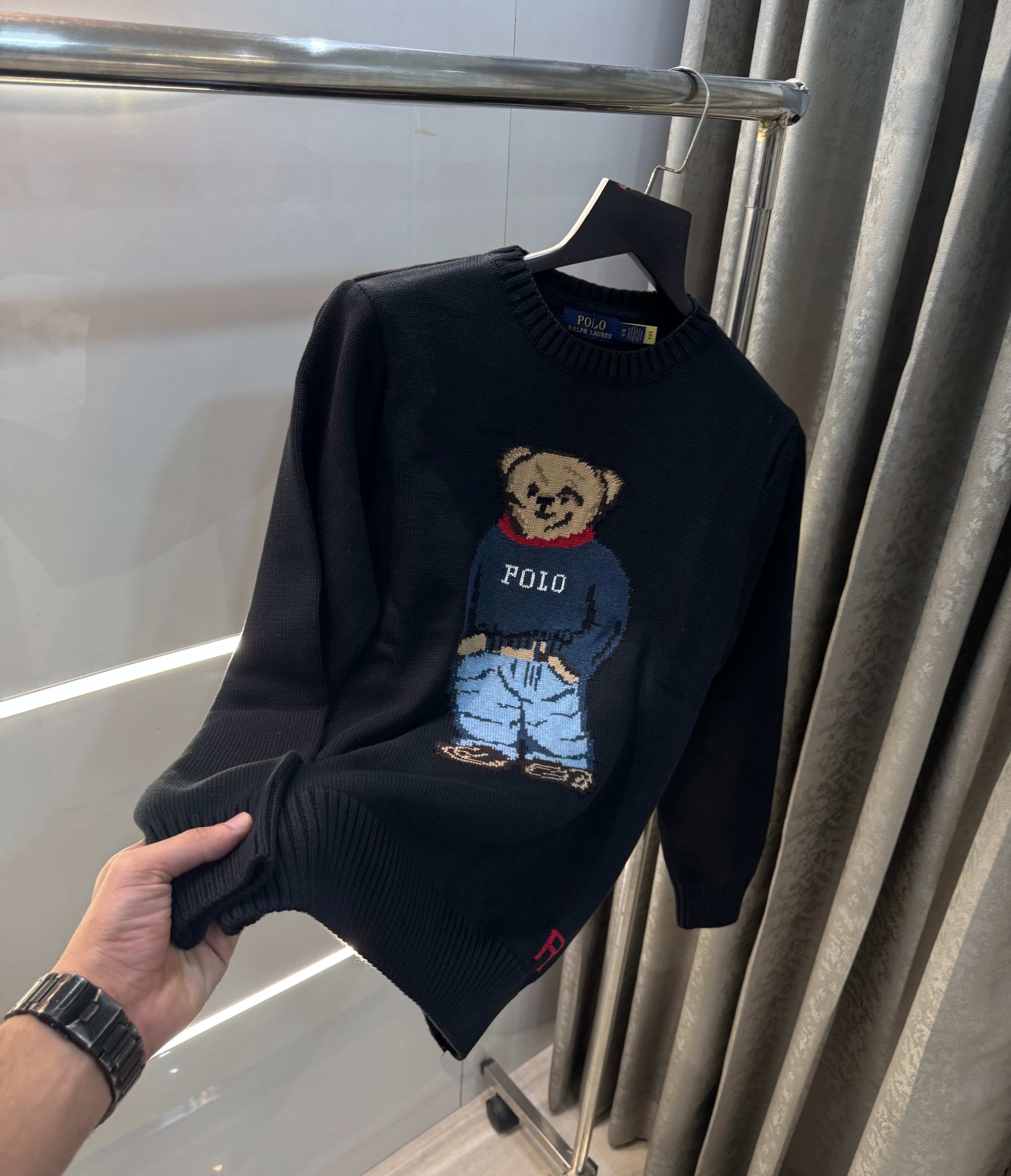 Ralph  Lauren Black Teddy Edition Imported Knitted Pull Over