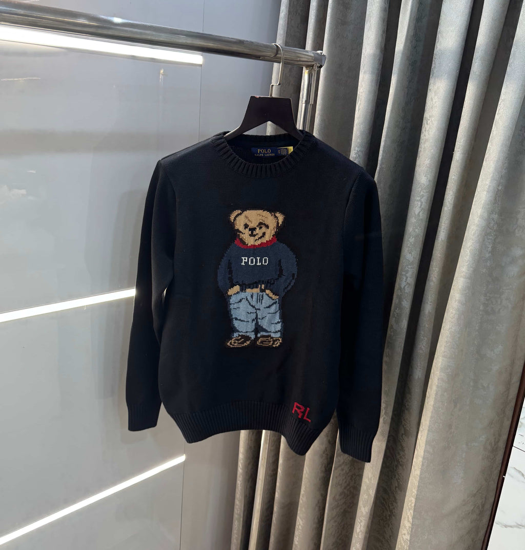 Ralph  Lauren Black Teddy Edition Imported Knitted Pull Over