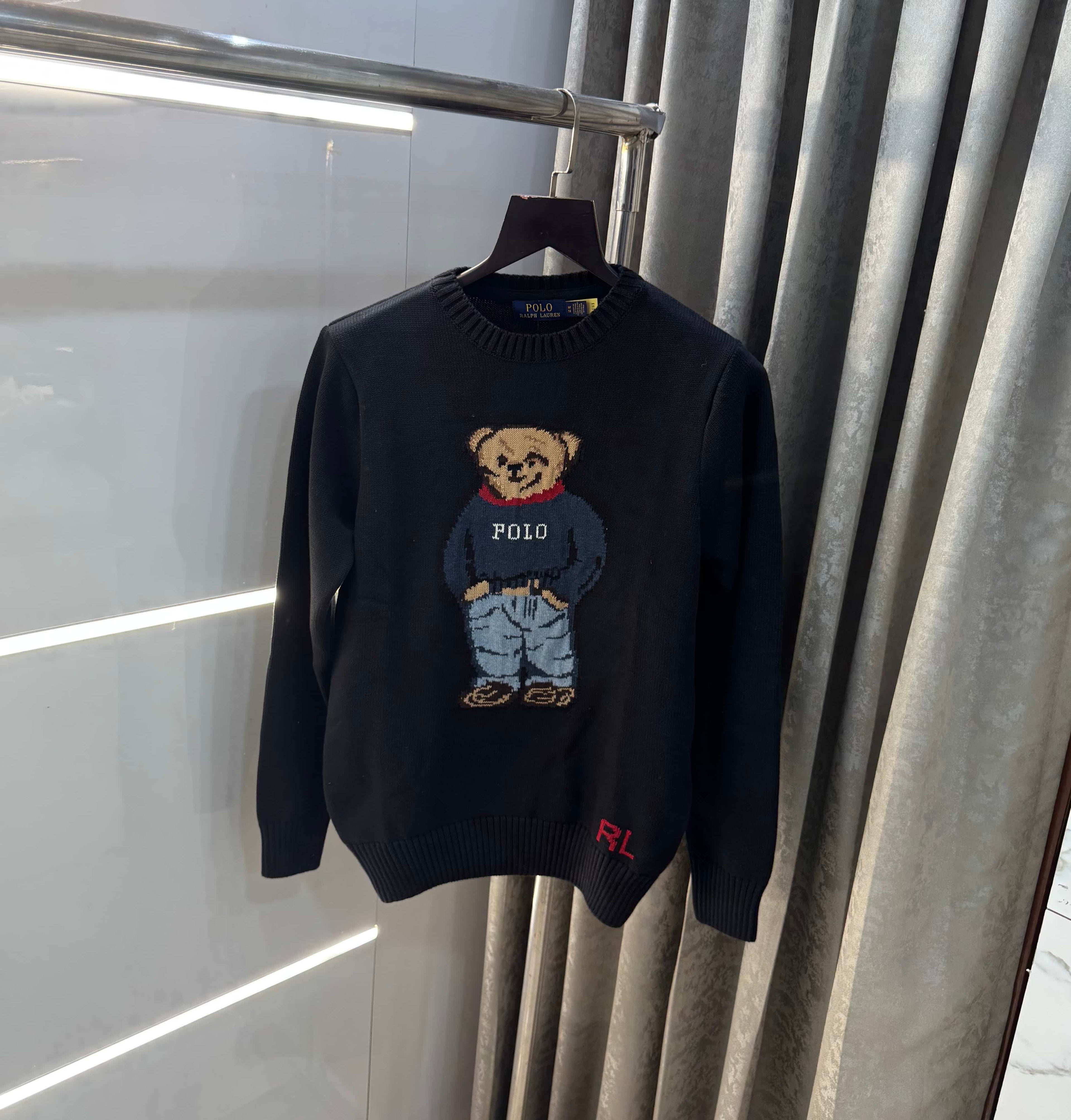 Ralph  Lauren Black Teddy Edition Imported Knitted Pull Over