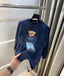 Ralph  Lauren Navy Blue Teddy Edition Imported Knitted Pull Over