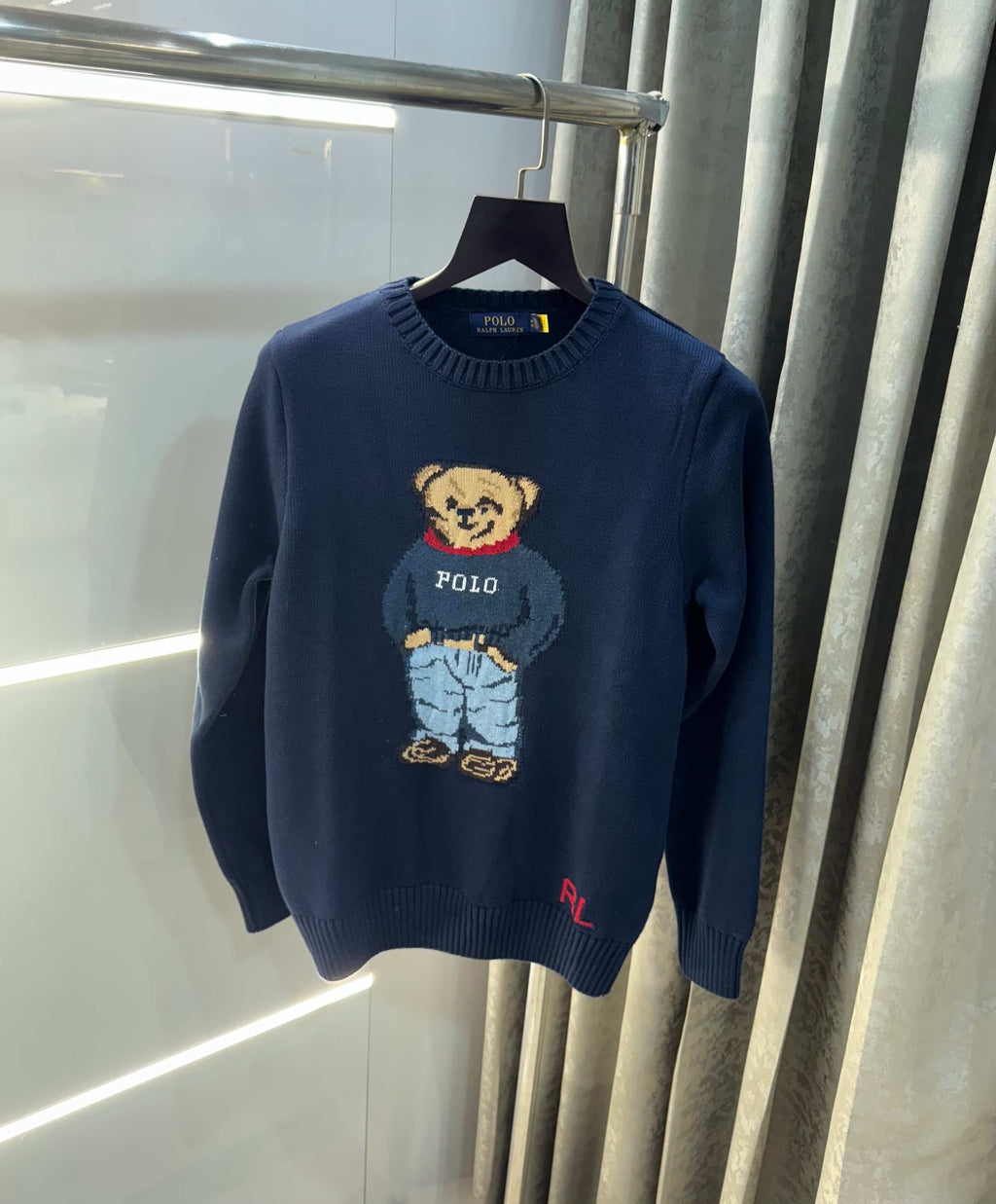 Ralph  Lauren Navy Blue Teddy Edition Imported Knitted Pull Over