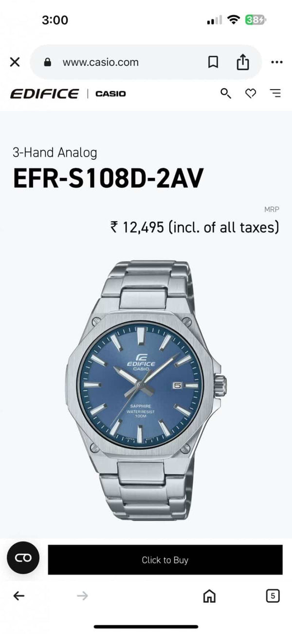 Casio Edifice Blue dial