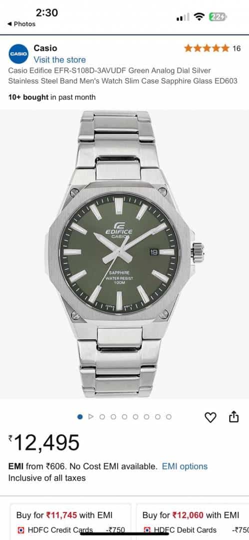 Casio Edifice Green dial