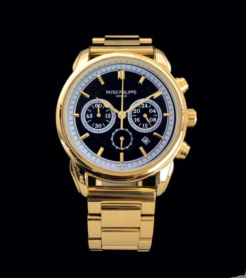 Sale Patek_Philippe Gold & Black Dial Chronograph