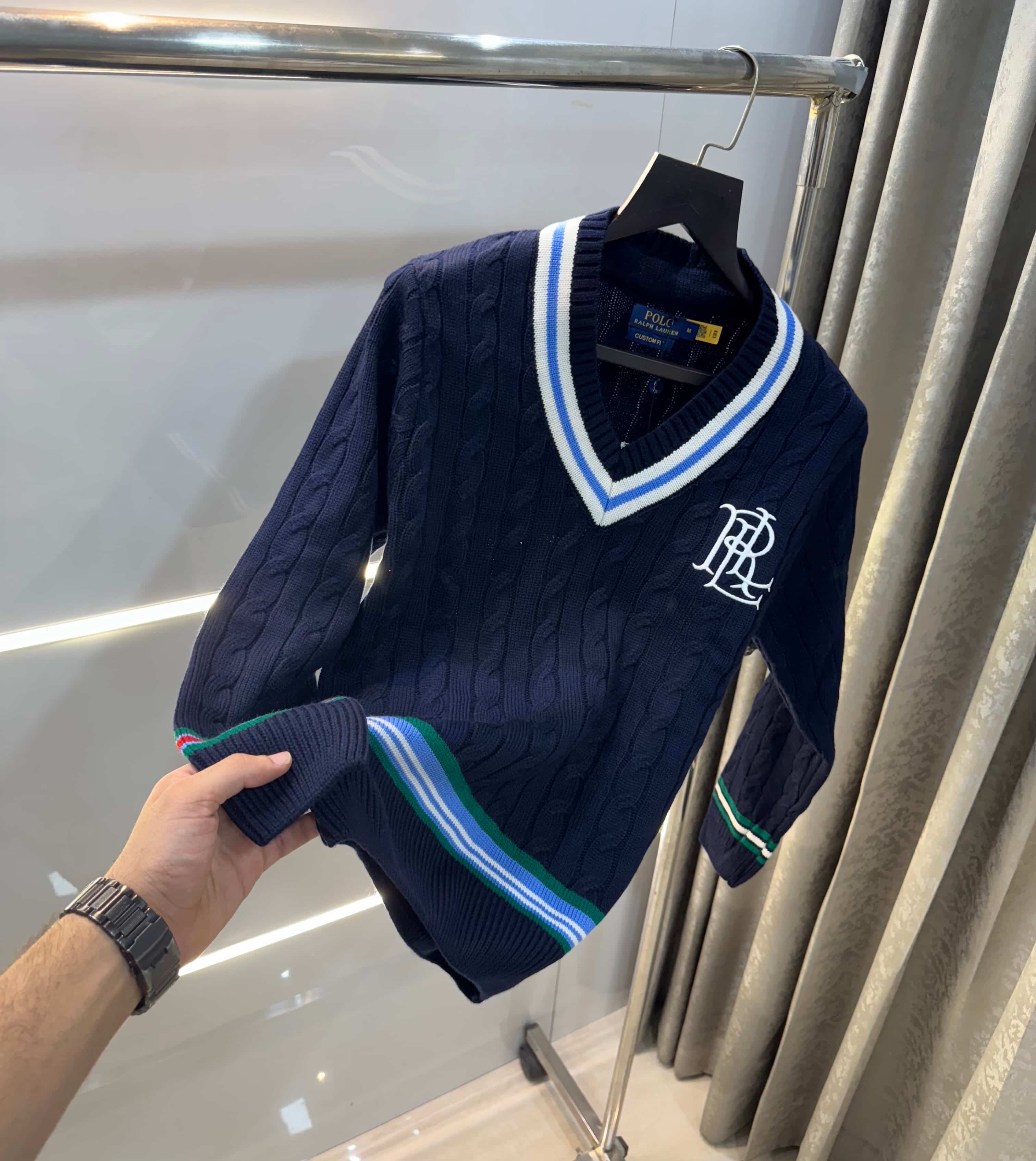 Ralph  Lauren Navy Blue Embroidery Logo Imported Knitted Pull Over Main image