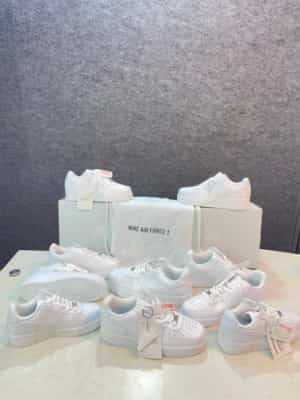 Airforce 1 short pure white leather Semi Ua quality with dust bag with keychain