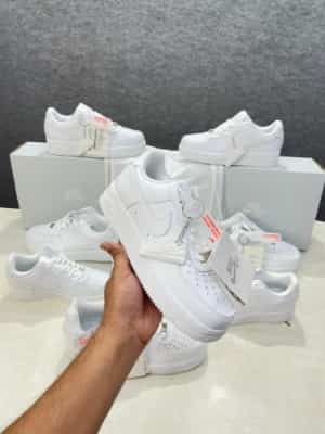 Airforce 1 short pure white leather Semi Ua quality with dust bag with keychain