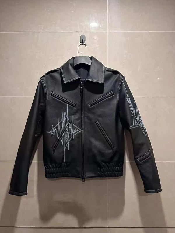 Louis Vuitto n Black ap dhillon Imported Premium Leather Jacket