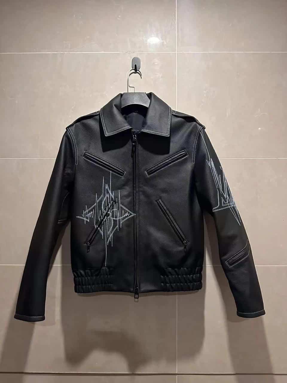 Louis Vuitto n Black ap dhillon Imported Premium Leather Jacket