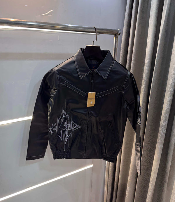 Louis Vuitto n Black ap dhillon Imported Premium Leather Jacket