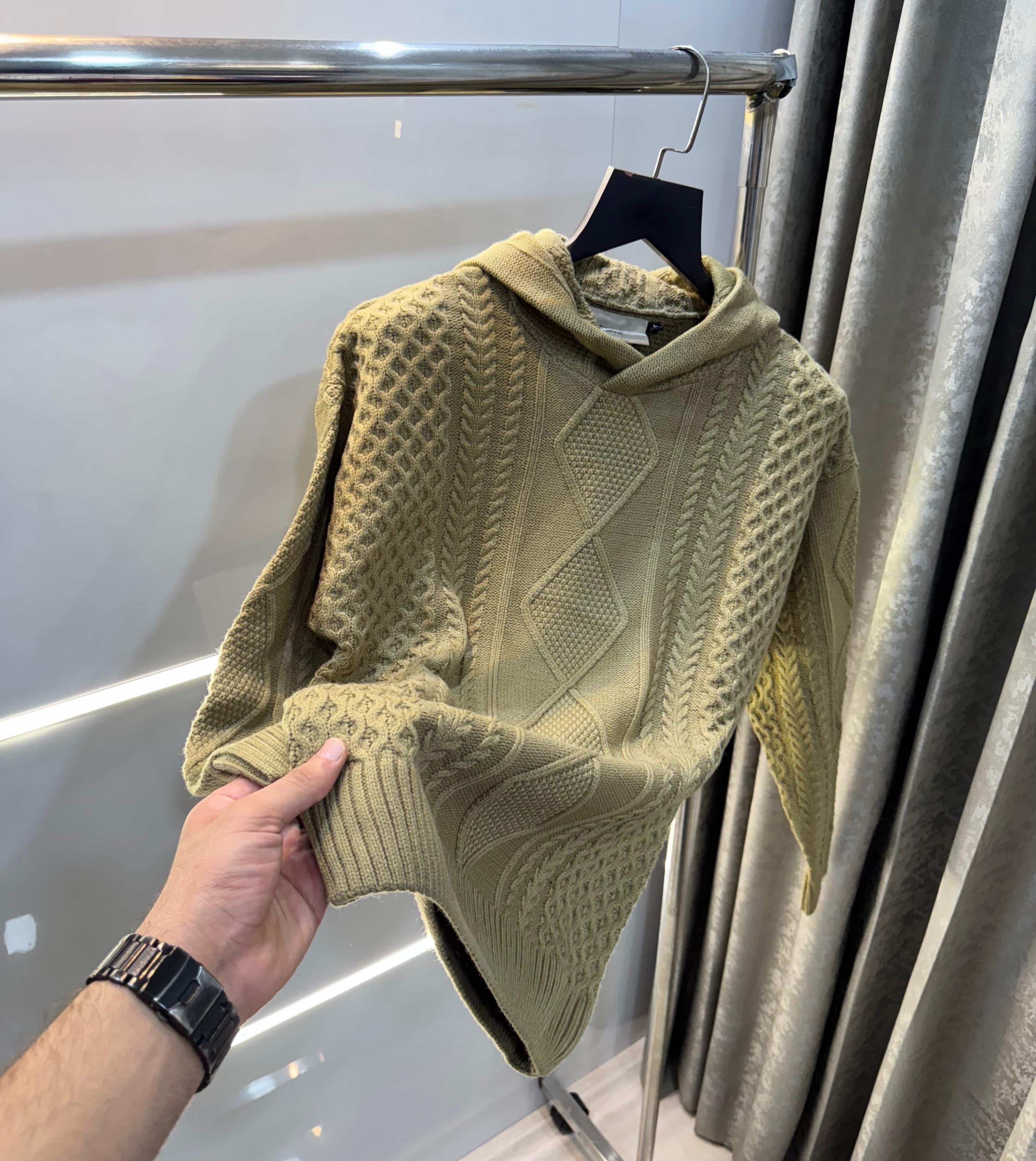 Essential Biege Imported Knitted Hoodie Main image