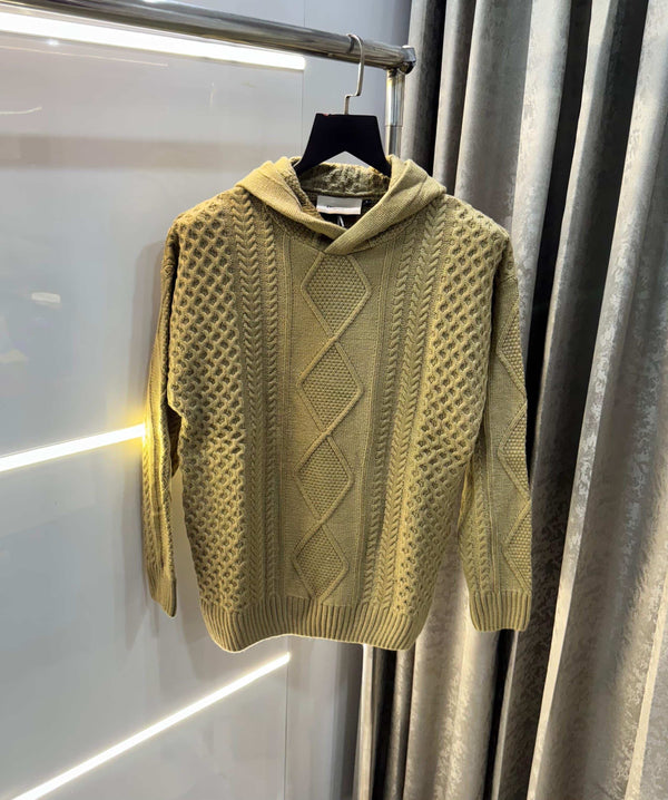 Essential Biege Imported Knitted Hoodie
