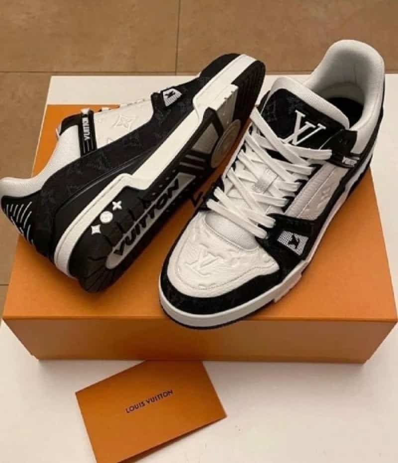trainers monogram white black with lv kit