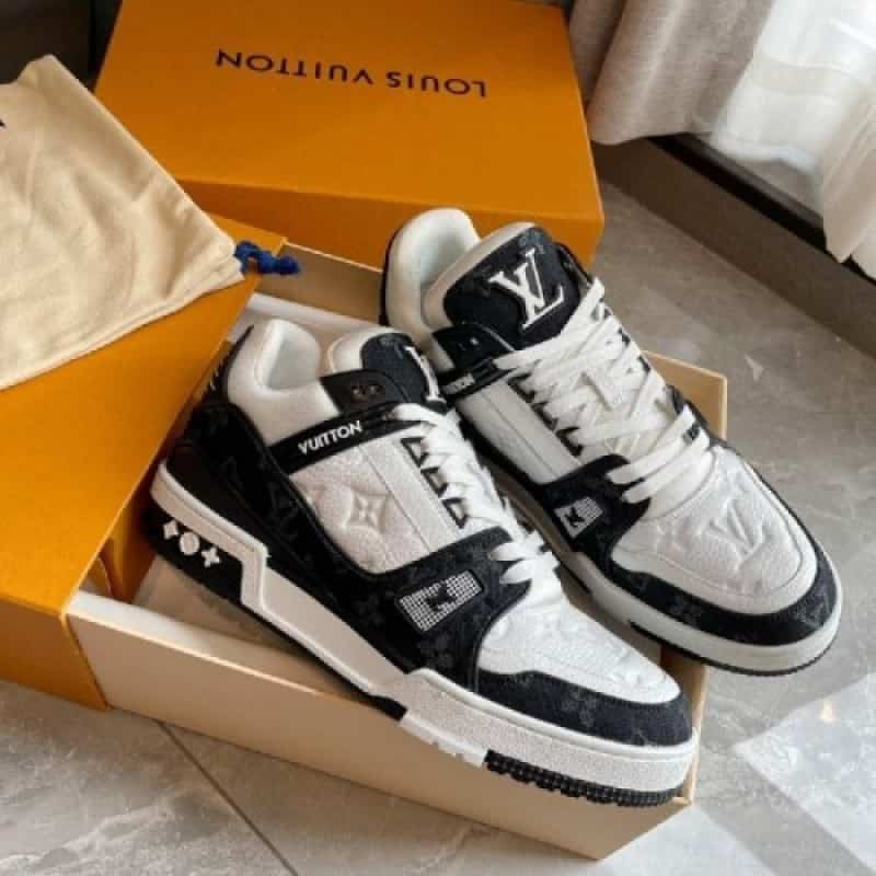 trainers monogram white black with lv kit