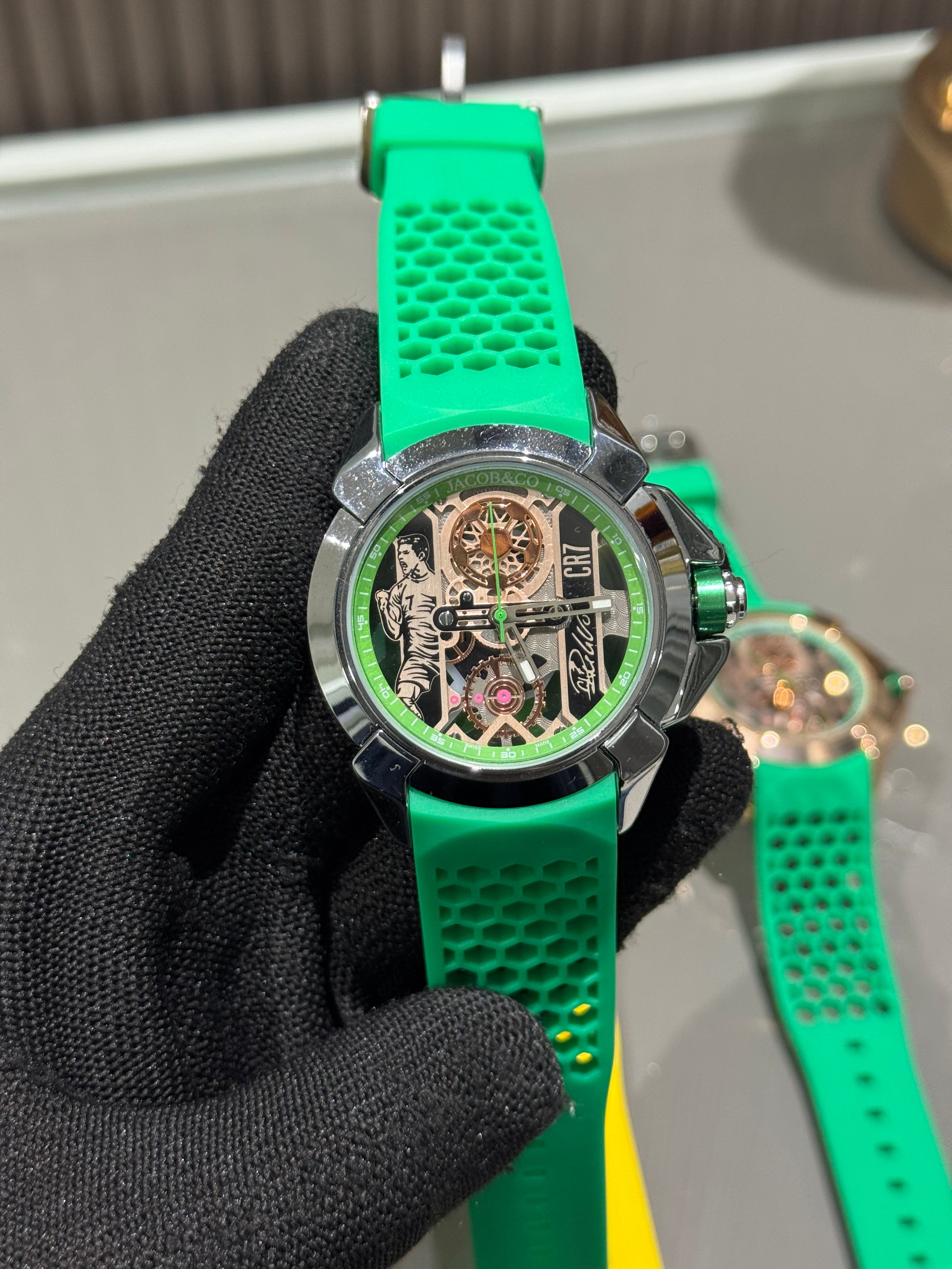 Jacob & Co. Silver Green CR7 Ronaldo Premium Quartz Watch