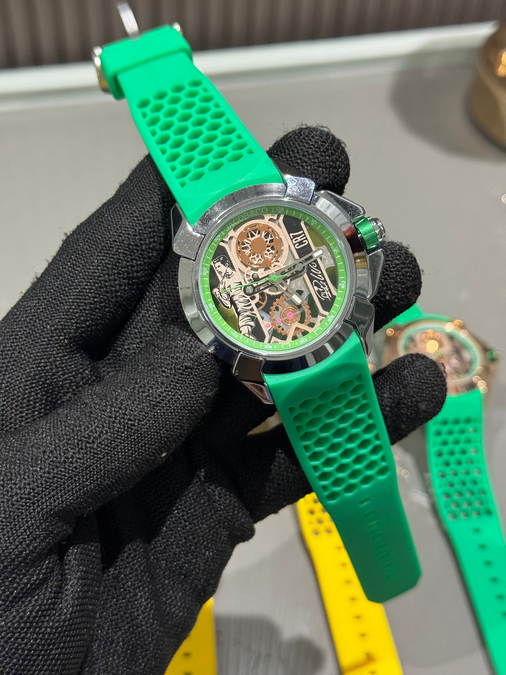 Jacob & Co. Silver Green CR7 Ronaldo Premium Quartz Watch
