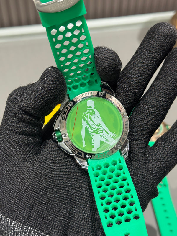 Jacob & Co. Silver Green CR7 Ronaldo Premium Quartz Watch