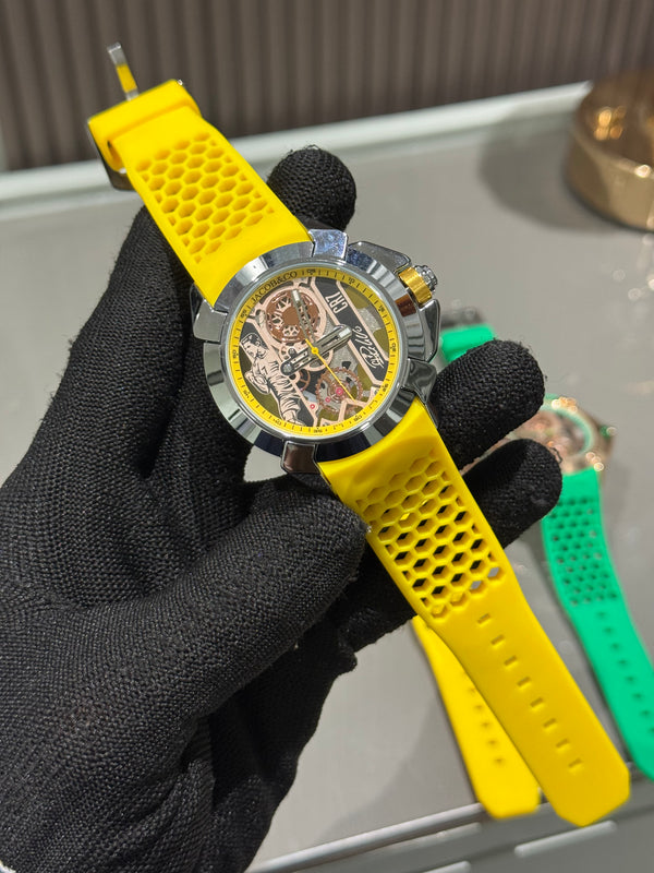 Jacob & Co. Silver Yellow Sweep CR7 Ronaldo Premium Quartz Watch