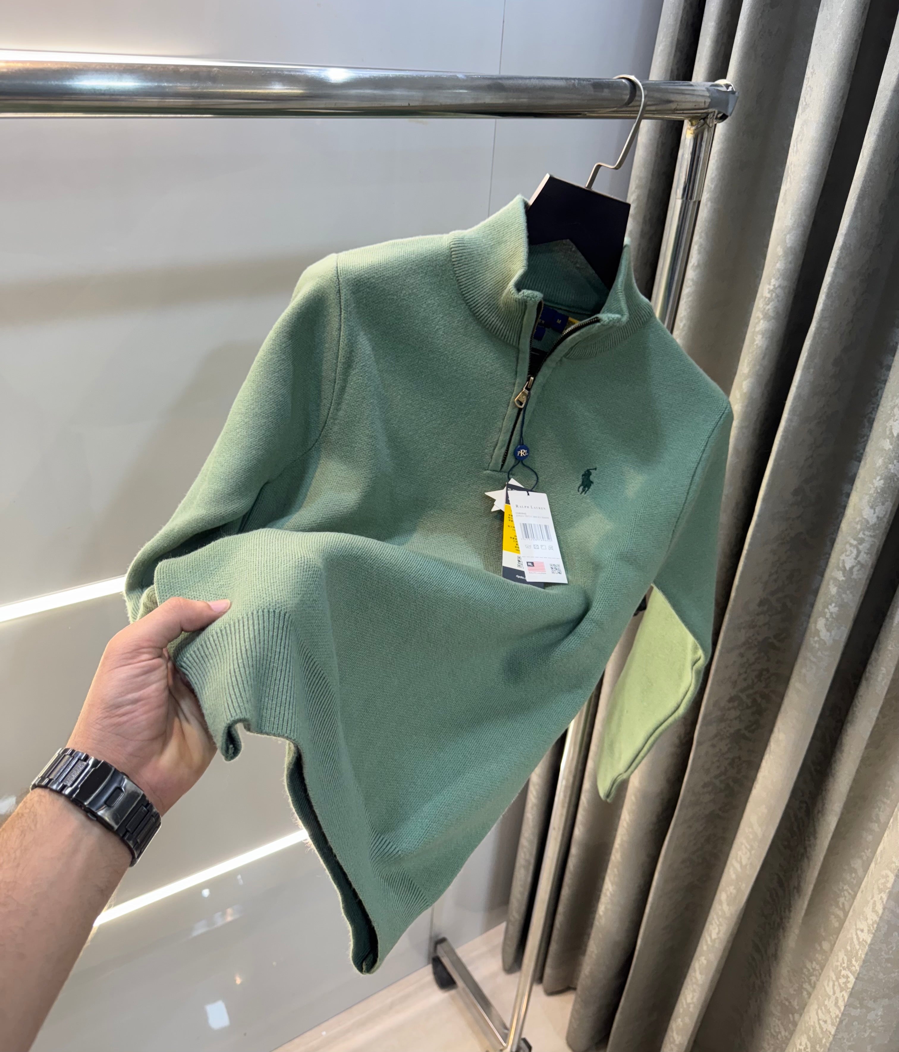 Ralph  Lauren Green Lambs Wool Knitted Pull Over