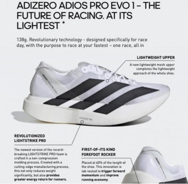 S adizero evo sl core white black