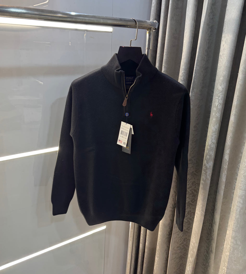 Ralph  Lauren Black Lambs Wool Knitted Pull Over