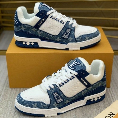 Louis Vuitton trainer blue monogram with lv kit