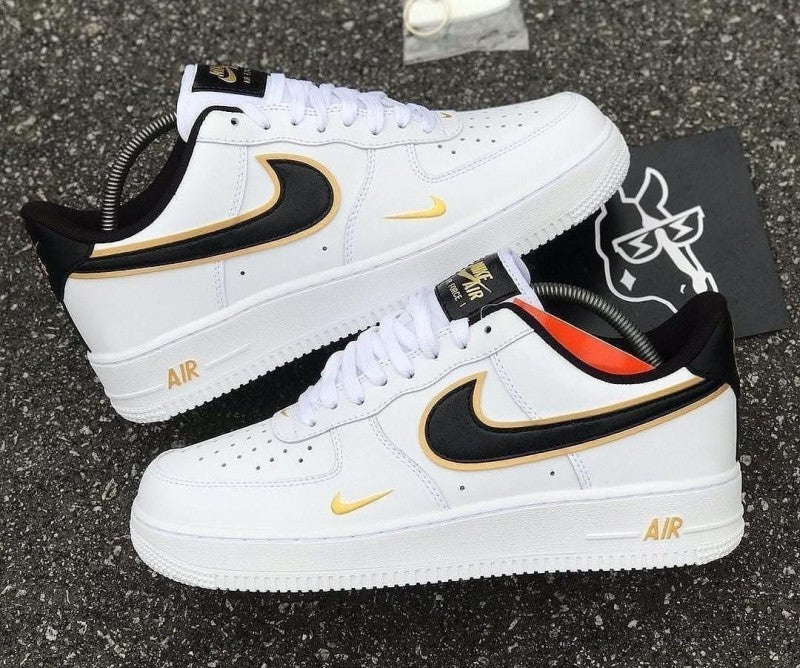 Nike Airforce 1 Low 07 LV8 Double Swoosh WHITE METALLIC GOLD