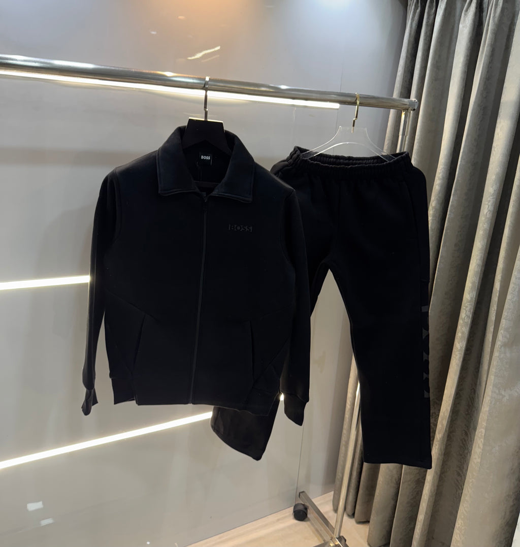 Hugo Bos s Black Emb0s5ed Logo Imported Tracksuit