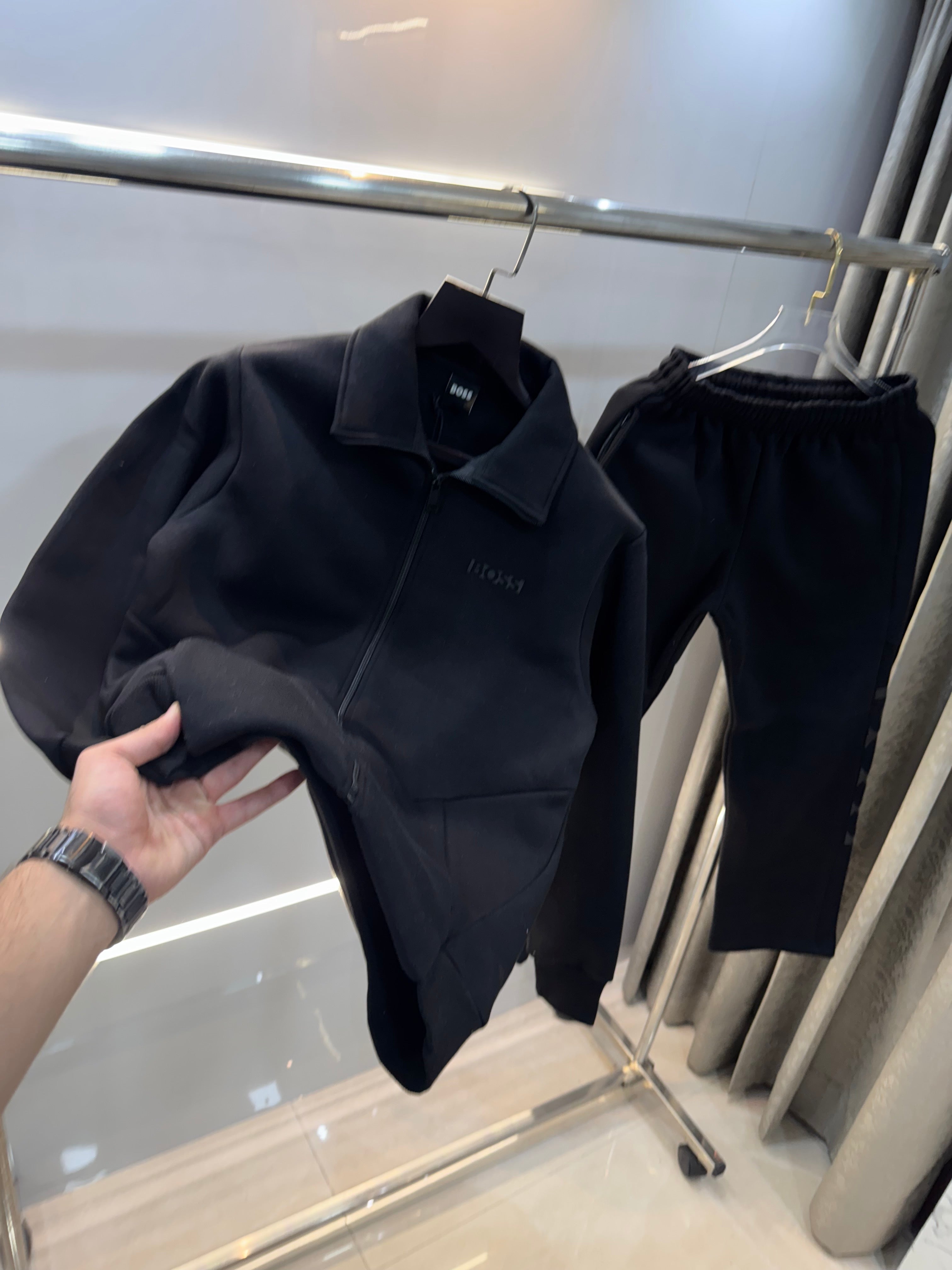 Hugo Bos s Black Emb0s5ed Logo Imported Tracksuit