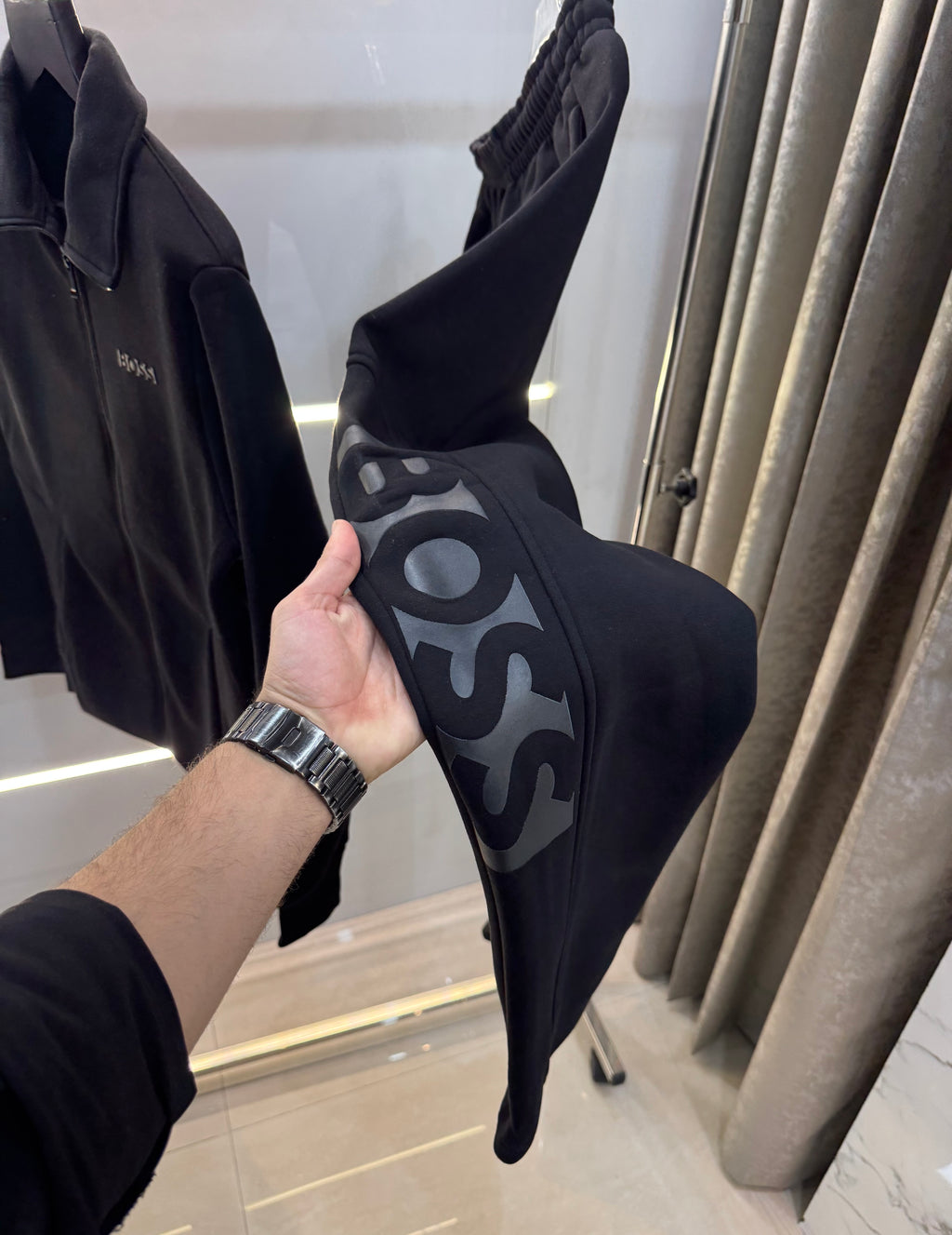 Hugo Bos s Black Emb0s5ed Logo Imported Tracksuit