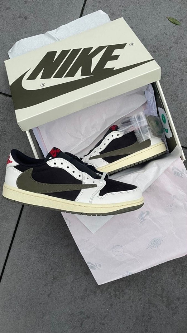 Nike Air Jordan Retro 1 Low X Travis Scott OLIVE With Extra Laces And OG BOX (SEMI UA)
