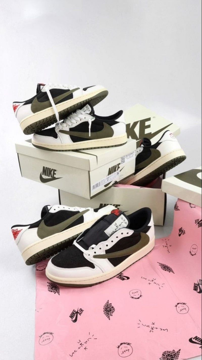 Nike Air Jordan Retro 1 Low X Travis Scott OLIVE With Extra Laces And OG BOX (SEMI UA)