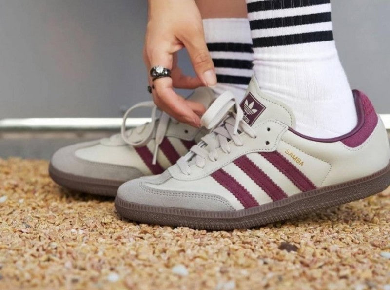 Adidas Samba OG Putty Grey Maroon Metallic Gold