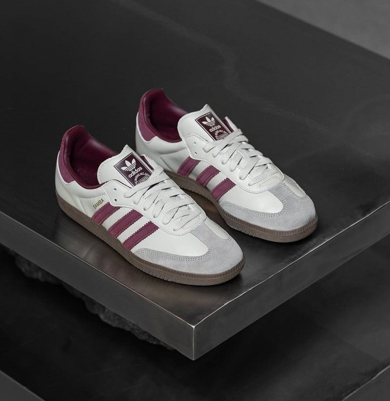 Adidas Samba OG Putty Grey Maroon Metallic Gold