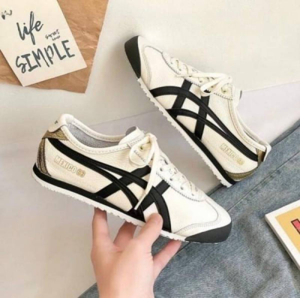 Onitsuka Tiger Mexico 66 Cream Black Gold 1st Leather Quality Sneakers