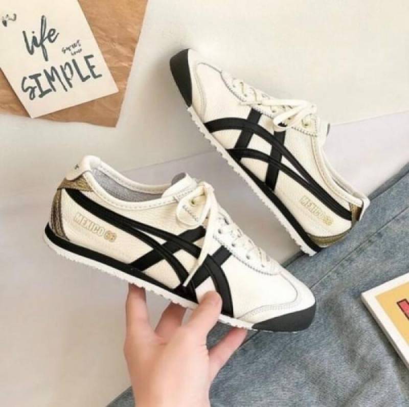Onitsuka Tiger Mexico 66 Cream Black Gold 1st Leather Quality Sneakers