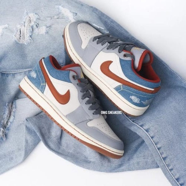 Nike Air Jordan 1 Low Phantom REPAIRED DENIM