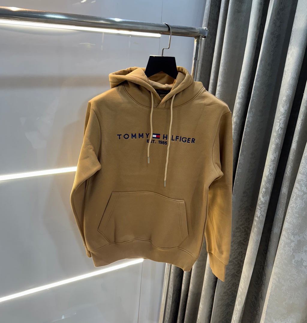 Tomm y Hilfiger Brown Embroidery Logo Imported Hoodie
