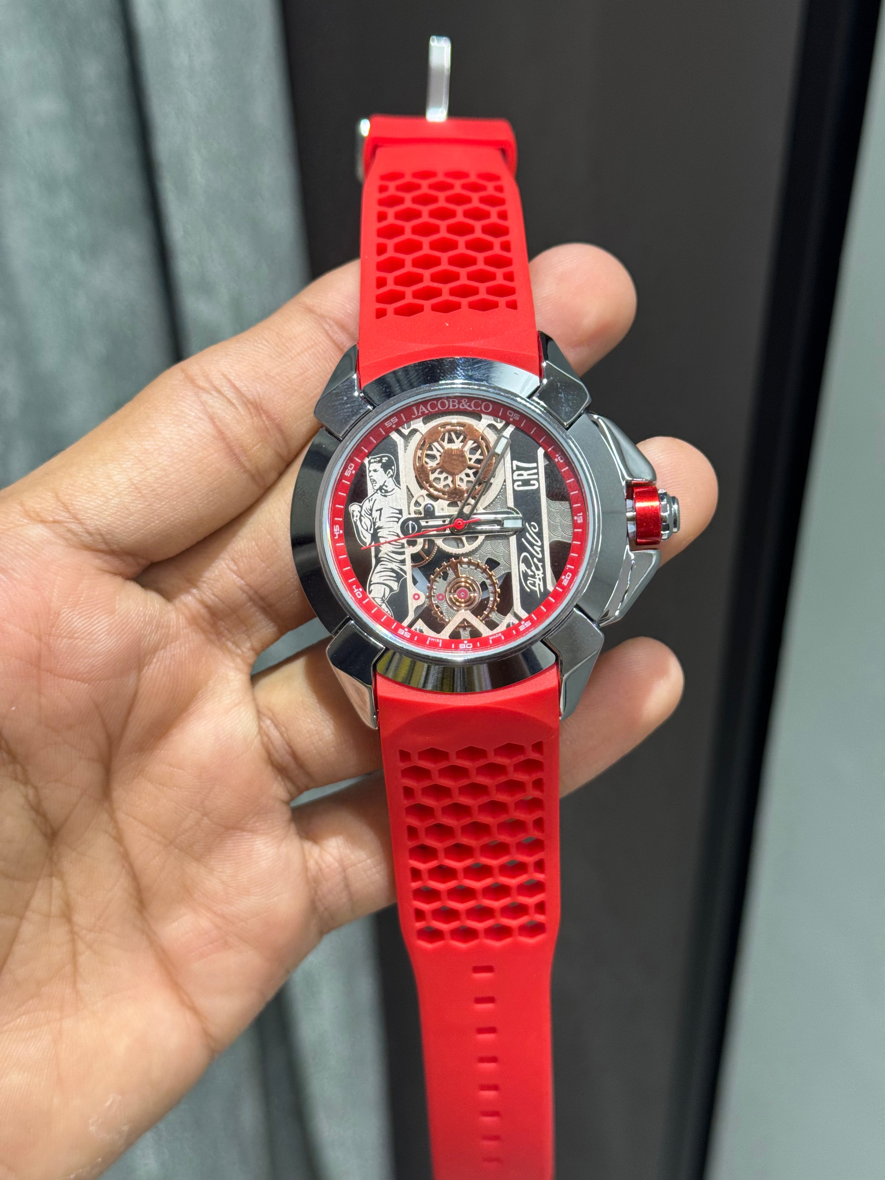 Jacob & Co. Silver Red CR7 Ronaldo Premium Quartz Watch