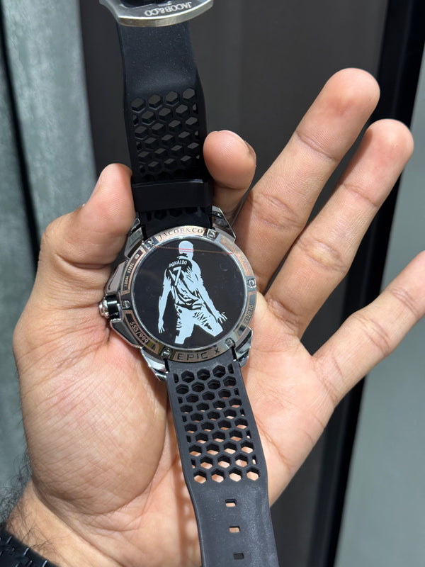 Jacob & Co. Silver Black CR7 Ronaldo Premium Quartz Watch
