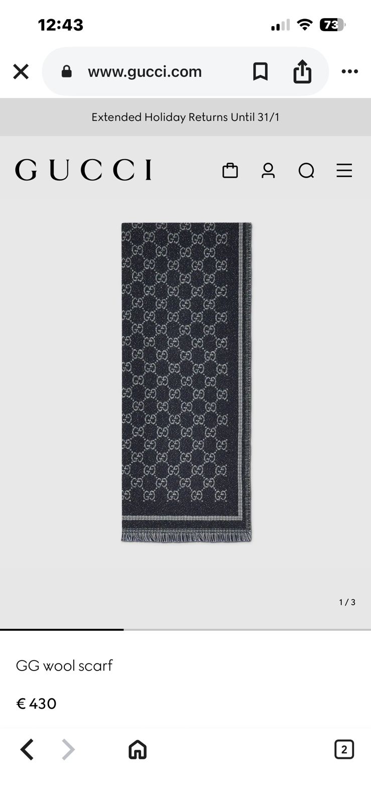 GUCCI PREMIUM QUALITY STOLE/SCARF WITH OG BOX