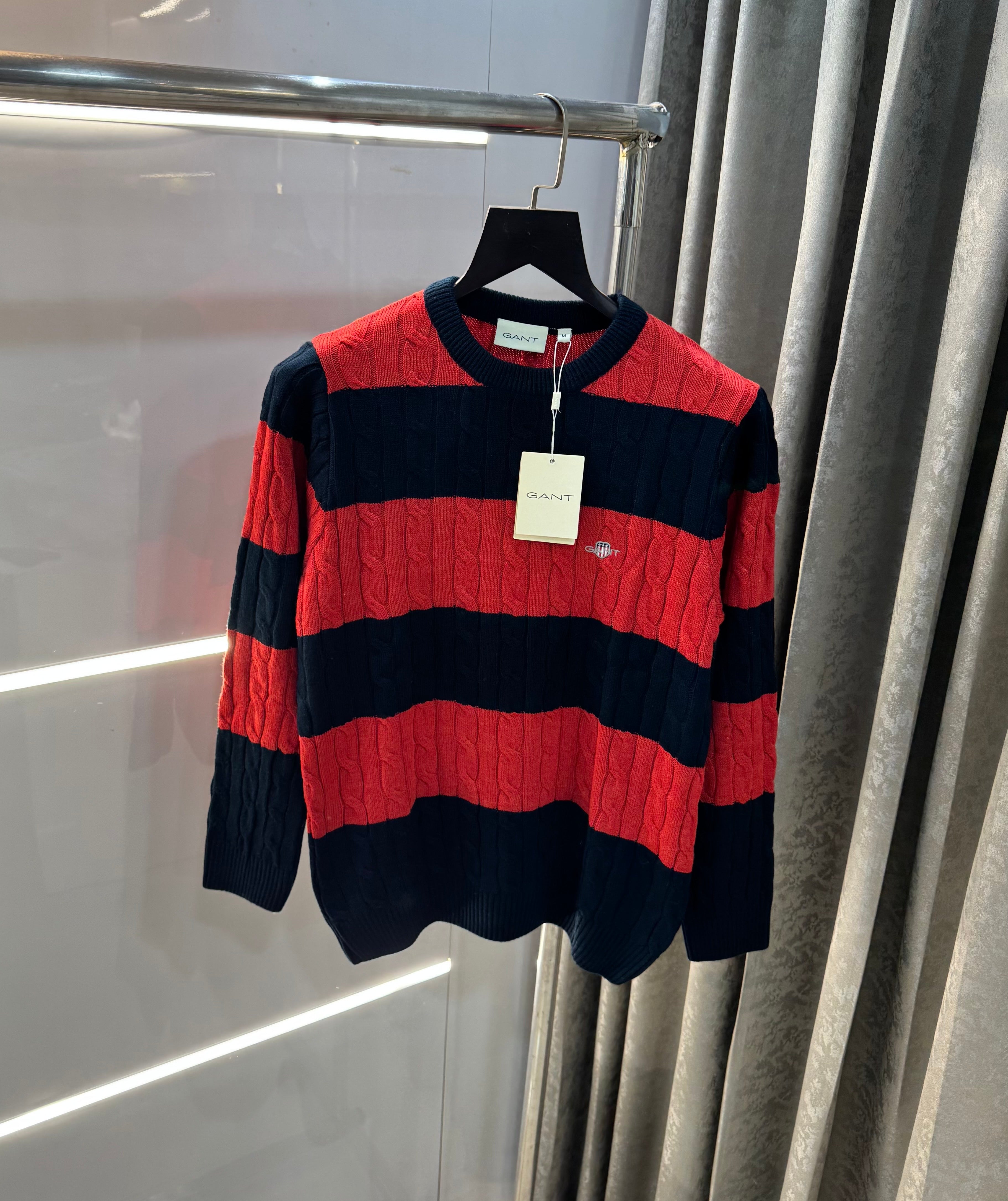 Gant Red Stripes Imported Knitted Pull Over