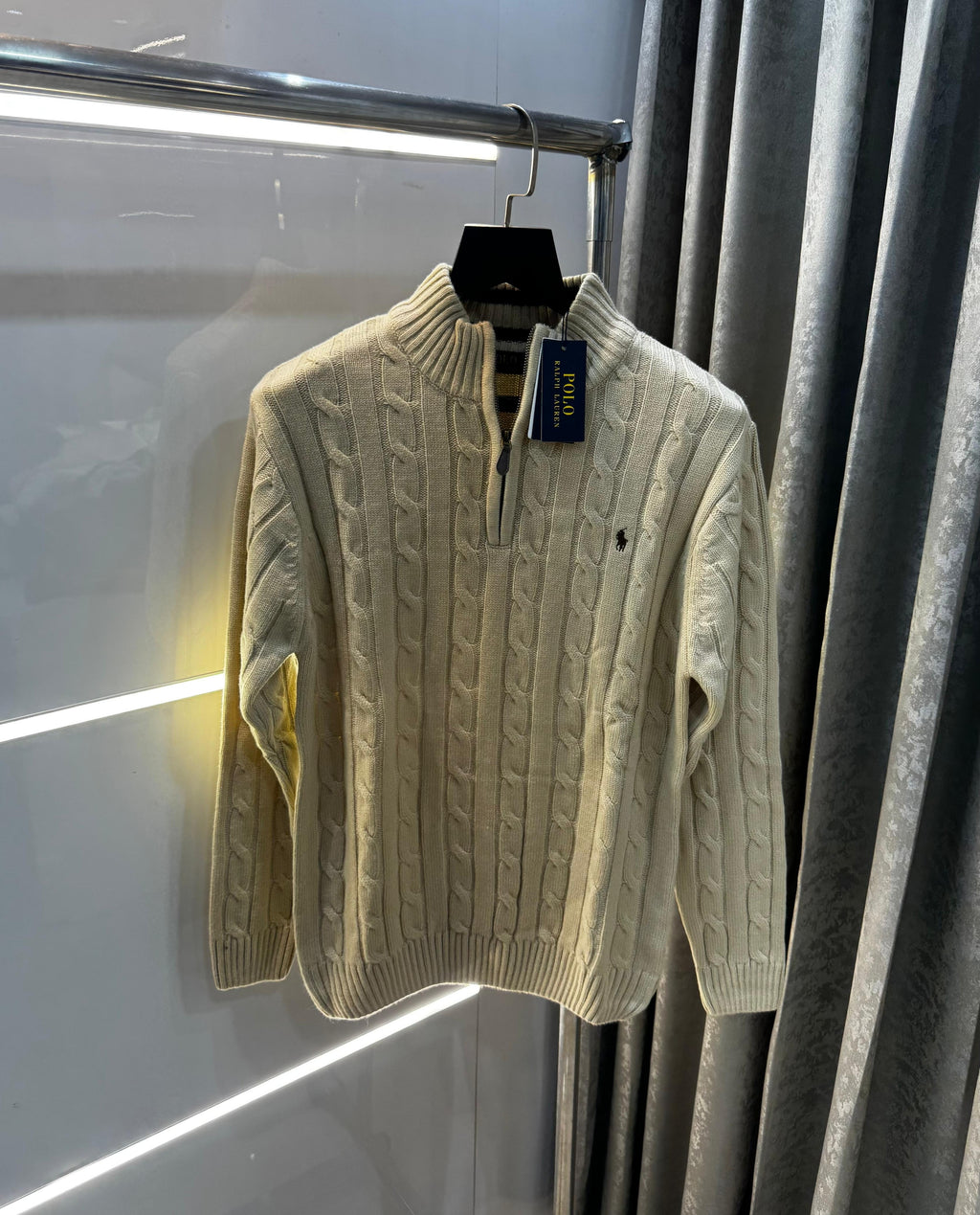 Ralph  Lauren Beige Embroidery Logo Imported Knitted Pull Over