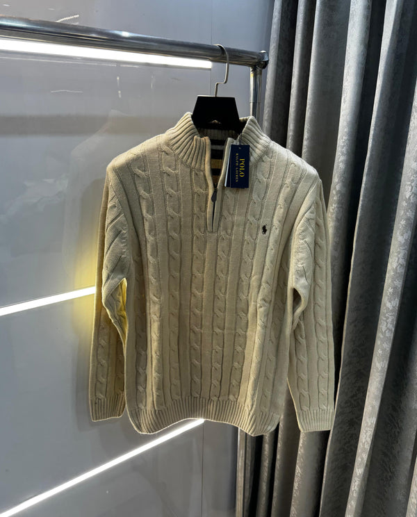 Ralph  Lauren Beige Embroidery Logo Imported Knitted Pull Over