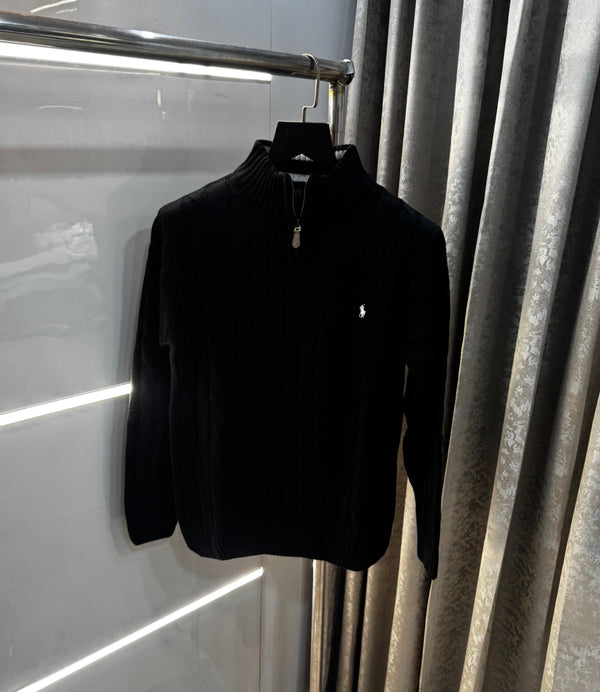Ralph  Lauren Black Embroidery White Logo Imported Knitted Pull Over
