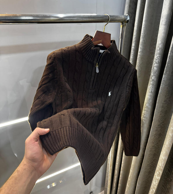 Ralph  Lauren Brown Embroidery Logo Imported Knitted Pull Over