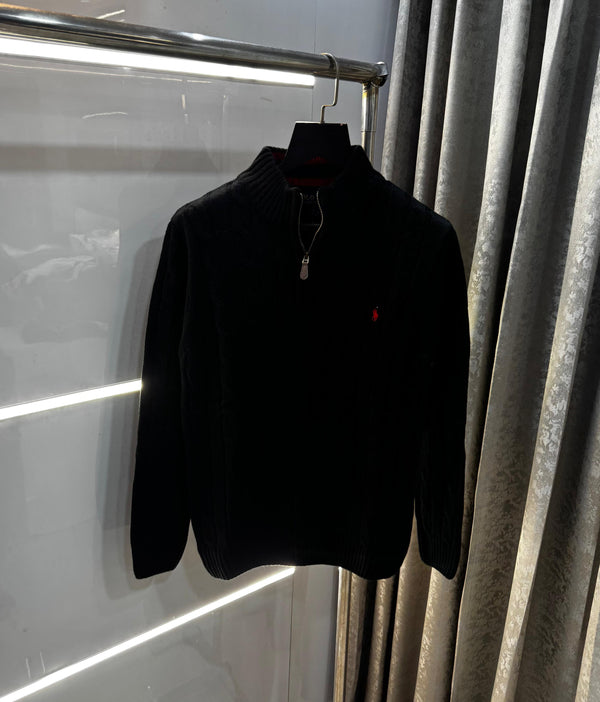 Ralph  Lauren Black Embroidery Red Logo Imported Knitted Pull Over