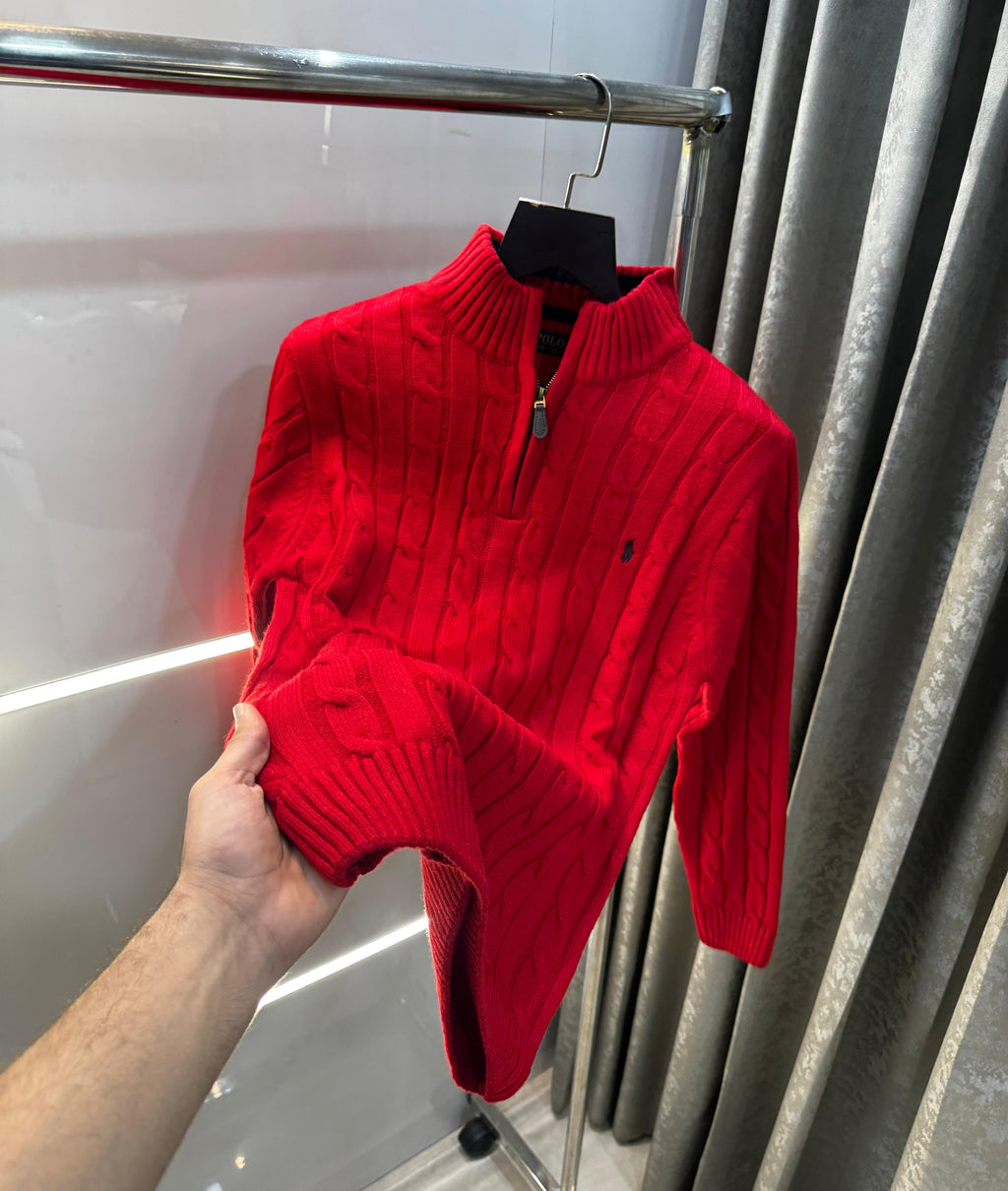 Ralph  Lauren Red Embroidery Logo Imported Knitted Pull Over