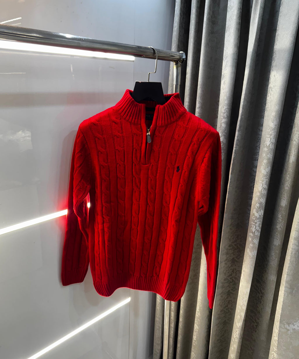Ralph  Lauren Red Embroidery Logo Imported Knitted Pull Over